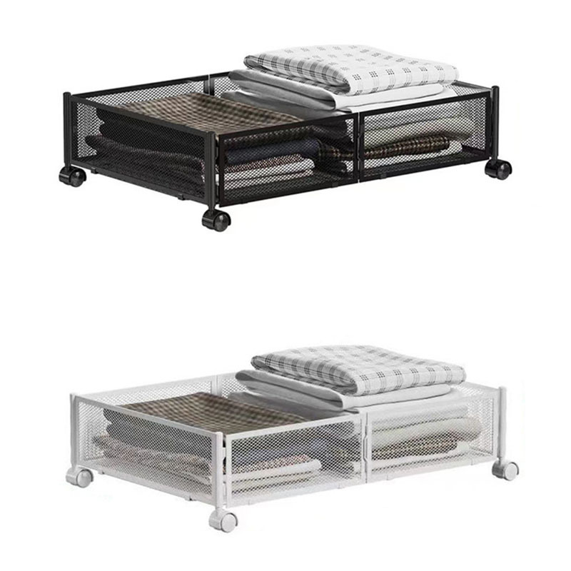 Under Bed Storage Containers With Wheels Large Metal Foldable Space-saving Under Bed Drawer For Clothes Shoes Toys