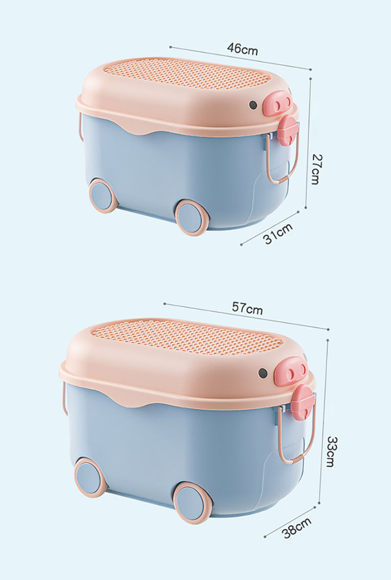 Cute Kids Toy Box Storage Organizer Large Toy Organizers and Storage Bin Piggy Toy Chest with Wheels for Nursery Playroom