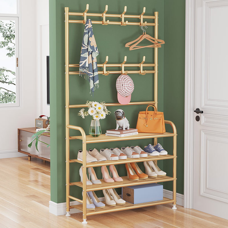 Metal Entryway Shoe Rack With Coat Rack Multi-tier Shoe Stand Organizer For Bedroom Dorm