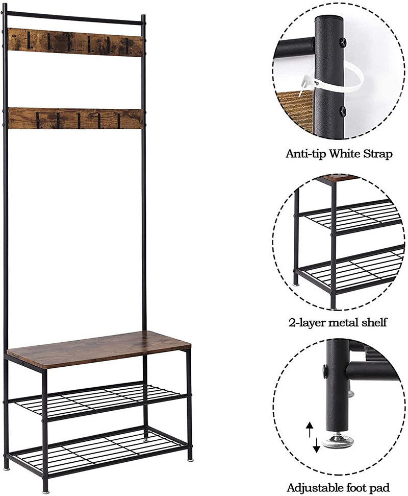 Clothing Rack, Free-Standing Heavy Duty Storage Closet with 5 Shelves and Hanging Rod for Small Spaces