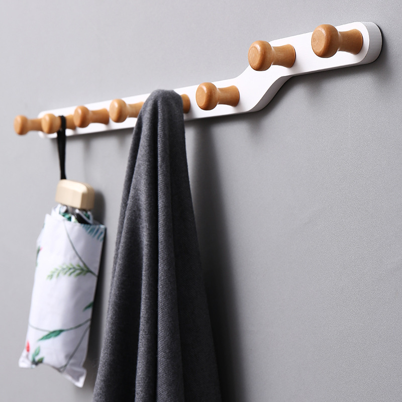 Wooden hanger modern wall mount - for entryway, bedroom to hang winter clothes, hats, umbrellas