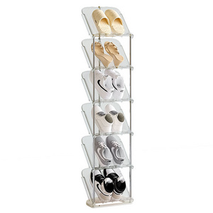 Durable Plastic Free Standing Shoe Racks With Stainless Steel Bracket, Shoe Shelf Organizer For Entryway