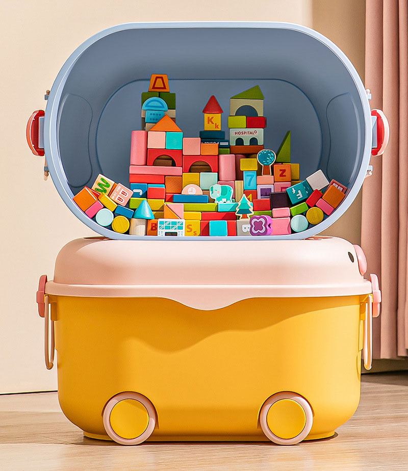 Cute Kids Toy Box Storage Organizer Large Toy Organizers and Storage Bin Piggy Toy Chest with Wheels for Nursery Playroom