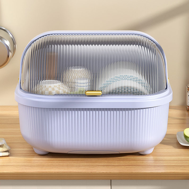 Plastic Dish Drying Rack With Lid Cover, Multifunctional Dish Drying Box, Space Saving Dish Drainer For Kitchen Accessories