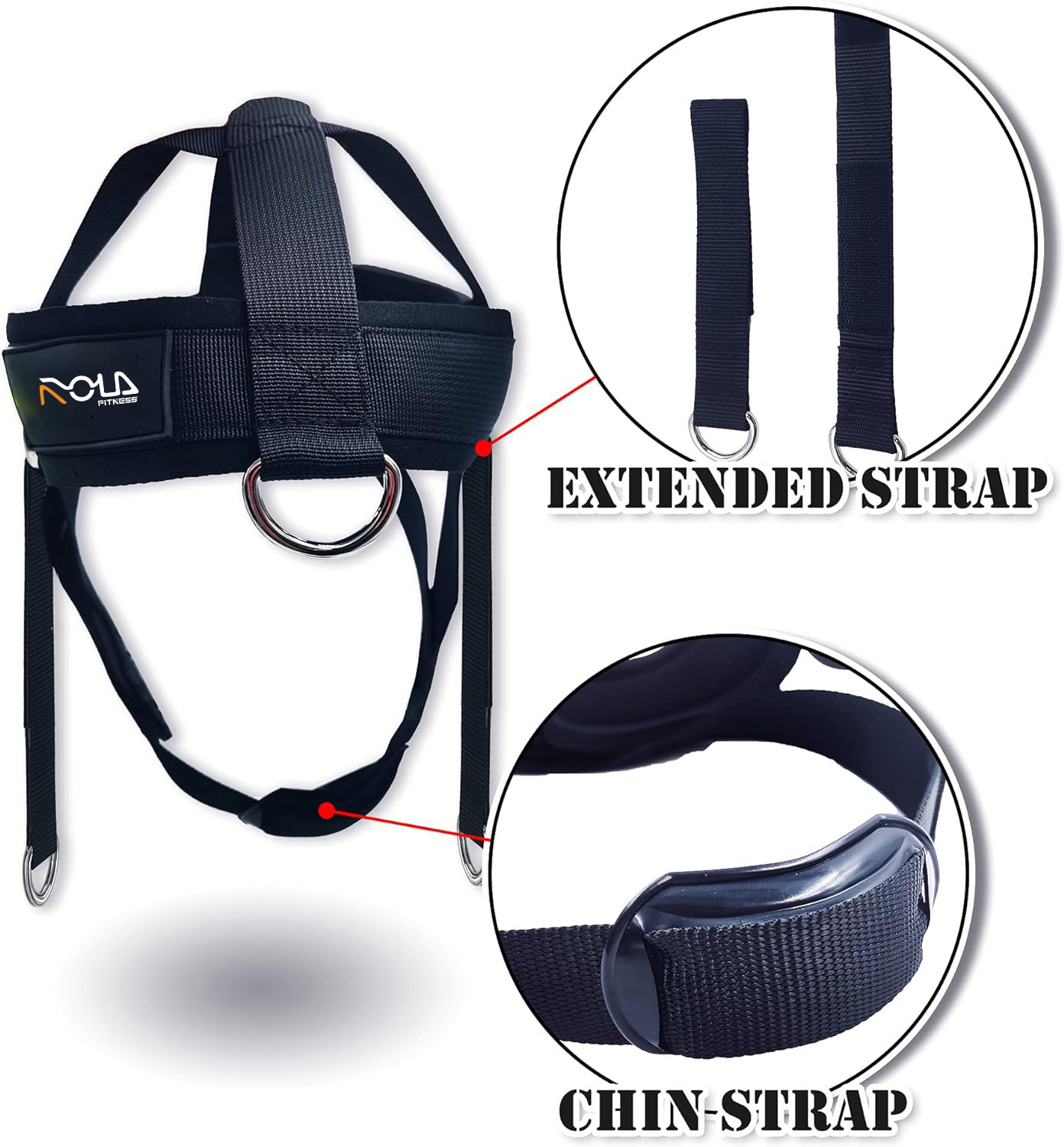 Gym Strength Trainer Neck Head Harness With 4 Metal D-Rings Exercise Weight Lifting Training Neck Harness