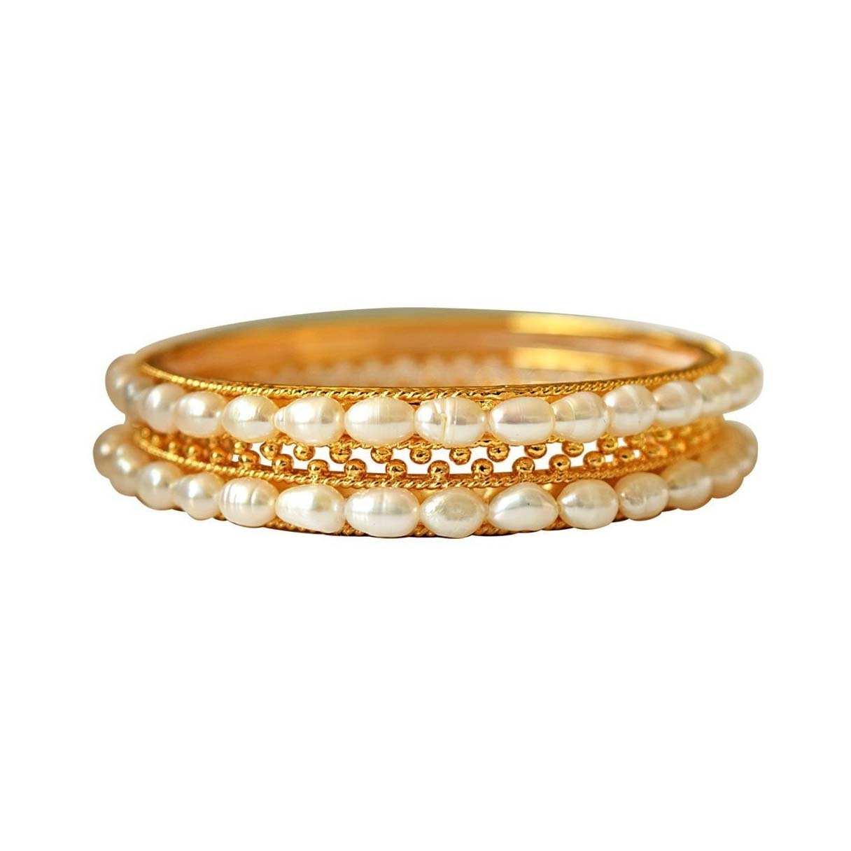 Trending Gold Plated North Star CZ Inlaid Cuff Bangle Pearls Set Tarnish Free Stainless Steel Bracelets & Bangle Pearls