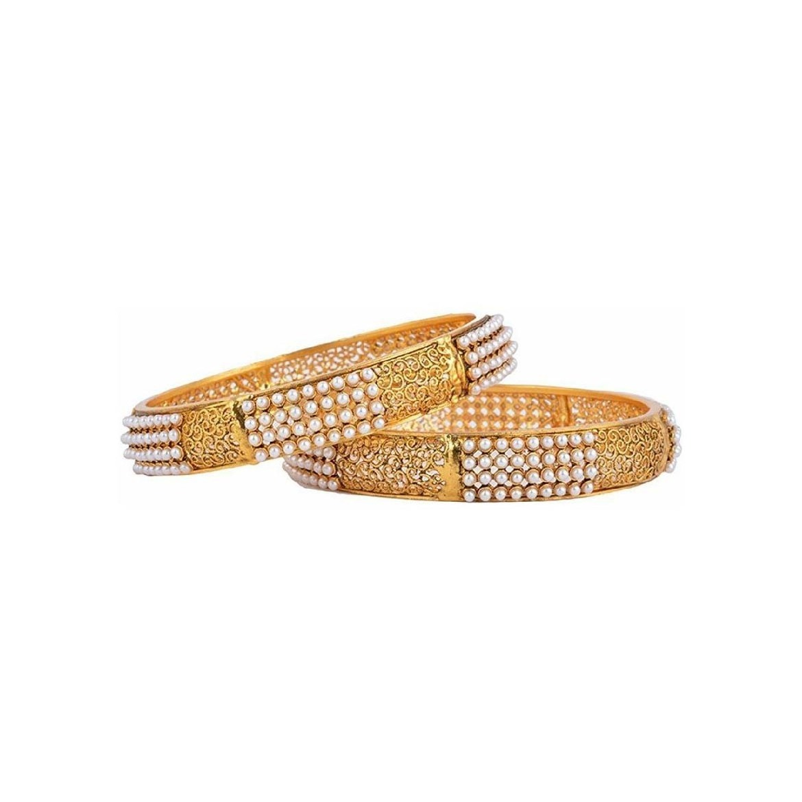 Trending Gold Plated North Star CZ Inlaid Cuff Bangle Pearls Set Tarnish Free Stainless Steel Bracelets & Bangle Pearls