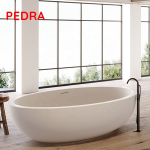 oval stone terrazzo bathtub bt018 marble bath Solid Surface modern bathtub stone bath