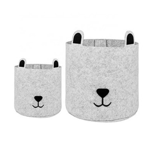 2 PCS Cute Animal Felt Laundry Basket Toy Storage Baskets Bin for Kids Dog Toys Clothes Organizer Laundry Bucket