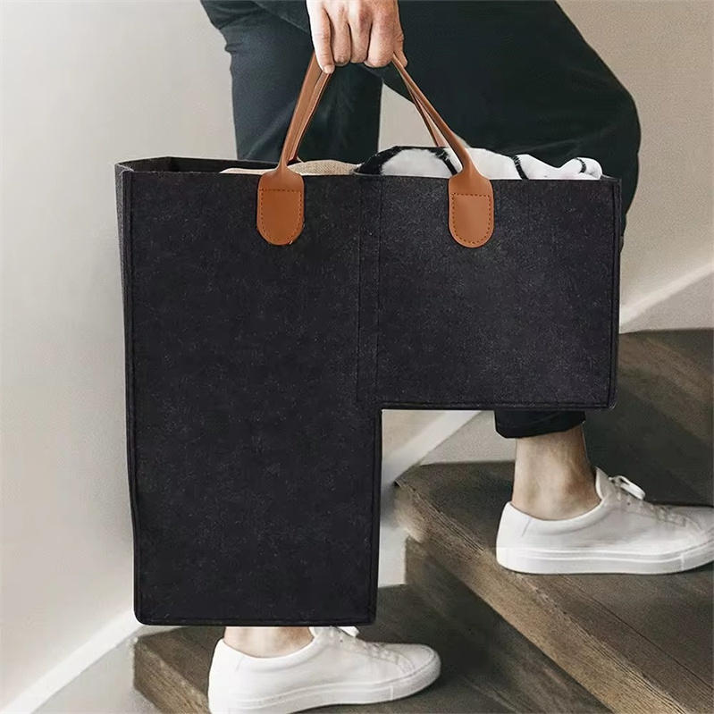 Lightweight large portable foldable felt staircase step organizer baskets for carpeted wooden stair for laundry for home