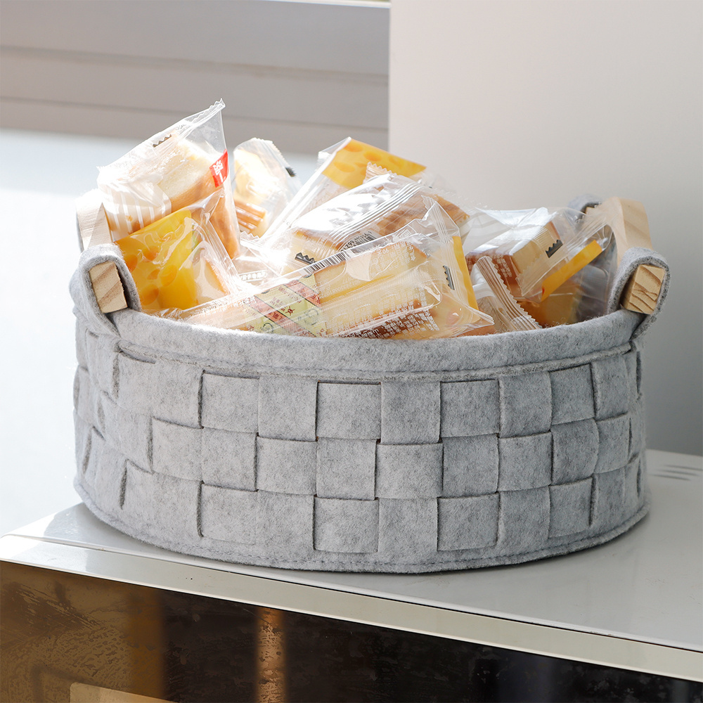 Woven Basket Storage Bag Basket Round Grey Stackable Storage Bins For Dirty Clothes