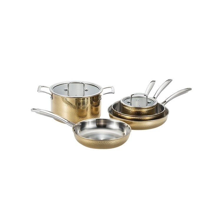 Offering high quality cookware sets series for wholesaler  Tri-ply Stainless Steel Cooking Pot non stick  fry pan kitchenware