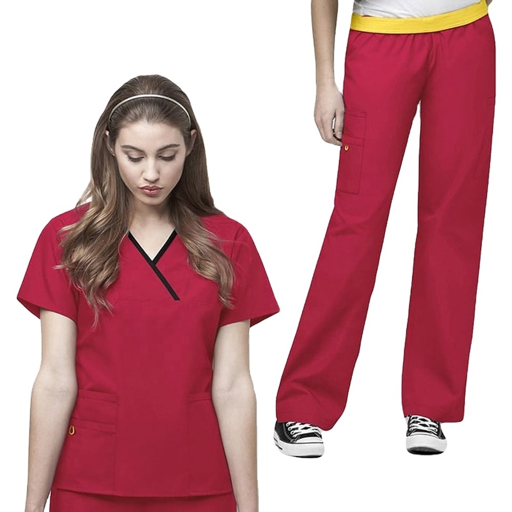 2021 OEM V-neck Surgical disposable different Colors Medical Scrub Sets Hospital nursing uniforms