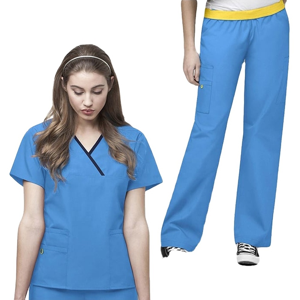 2021 OEM V-neck Surgical disposable different Colors Medical Scrub Sets Hospital nursing uniforms