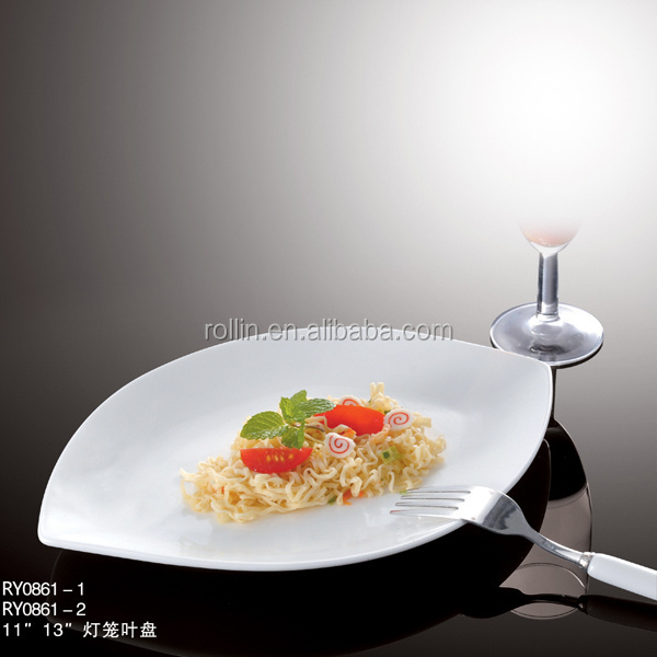 Chaozhou Hotel&Restaurant used round porcelain dinnerware leaf shape microwave safe ceramic plate