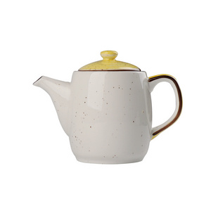 Fashion nordic style water ceramic yellow Coffee set teapot porcelain ceramic coffee tea set pot with saucer