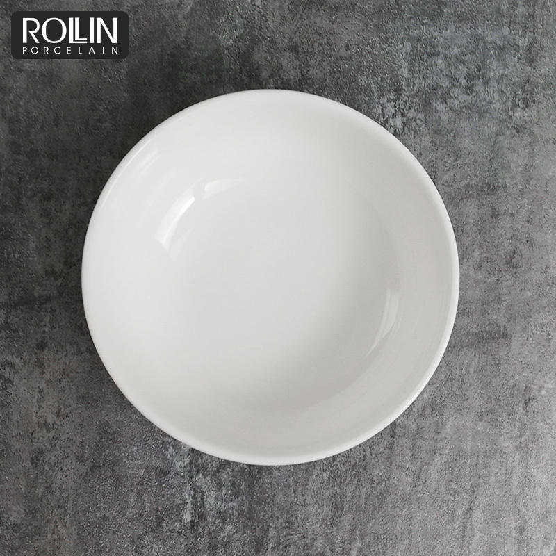 ceramic rice bowl round white cheap porcelain noodle bowl serving dishes for catering buffet hotel restaurant