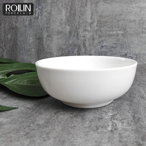 ceramic rice bowl round white cheap porcelain noodle bowl serving dishes for catering buffet hotel restaurant