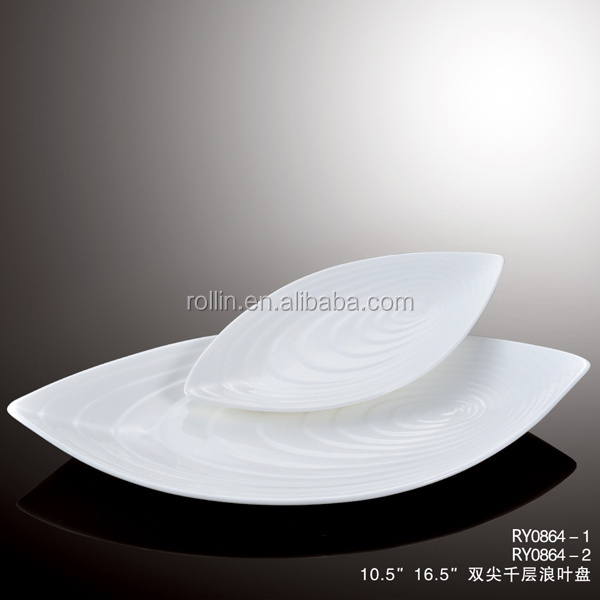 Chaozhou Hotel&Restaurant used round porcelain dinnerware leaf shape microwave safe ceramic plate