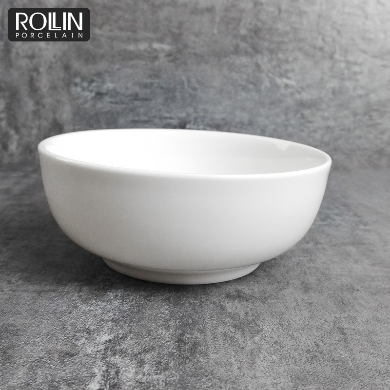 ceramic rice bowl round white cheap porcelain noodle bowl serving dishes for catering buffet hotel restaurant