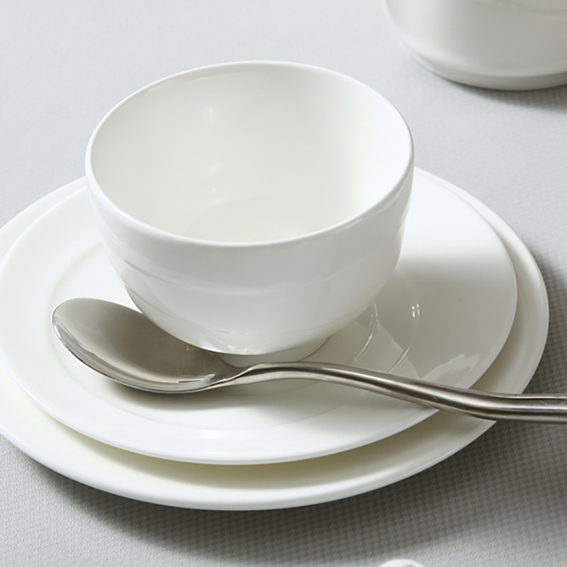 Hotel & restaurant wholesale chaozhou white porcelain banquet plate ceramic buffet dinner sets