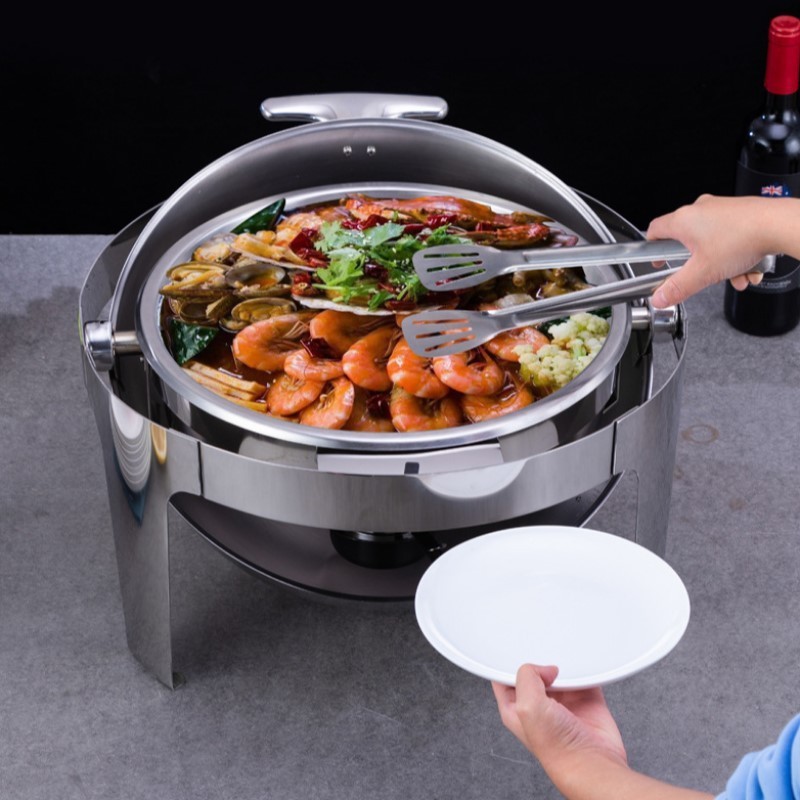 Factory Price Buffet Food Warmer Stainless Steel Round Roll Top Chafing Dish Stove Chafer Mini Chafing Dish