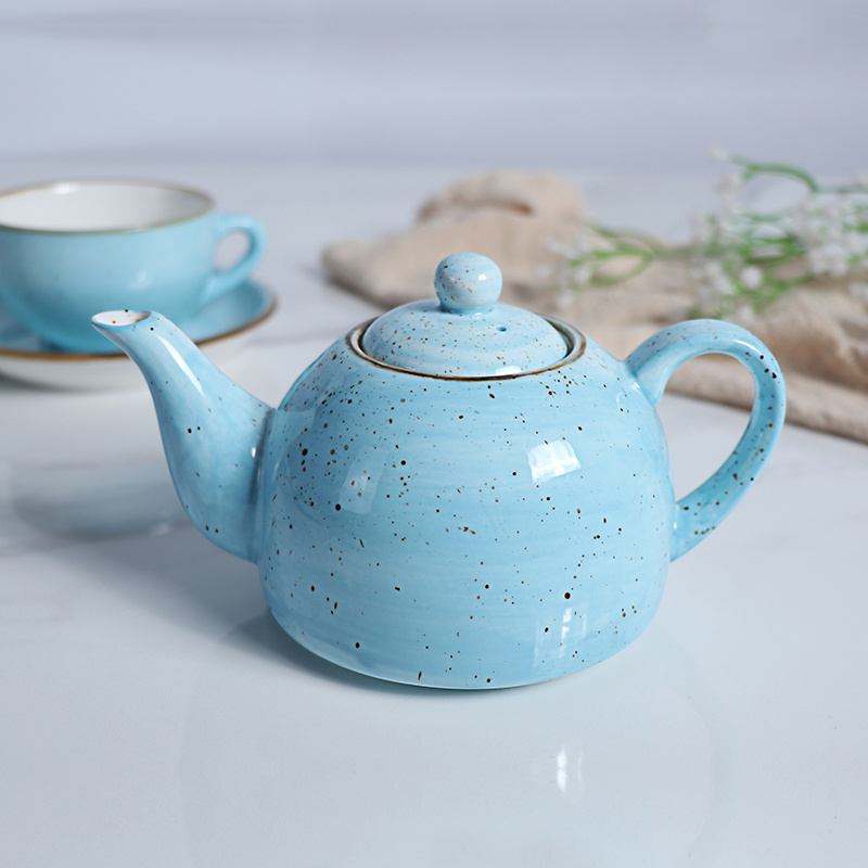 Relax Drinkware Tableware Ceramic Teapot Blue Porcelain Tea Pot For Cafe