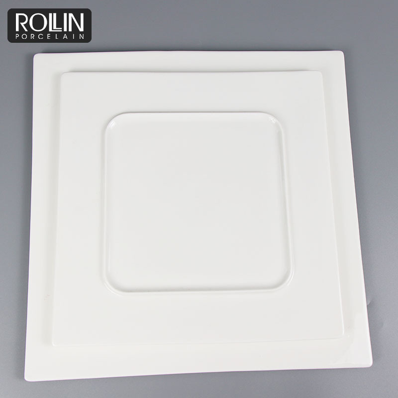 Modern Design Dinner Plates white dinnerware Square Porcelain plates For restaurants