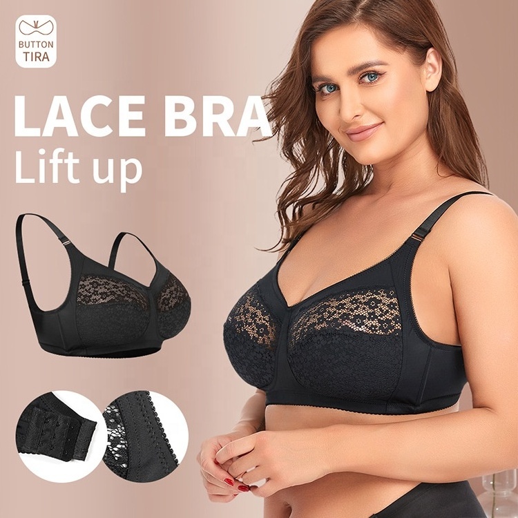 Seamless women plus size BCDE wireless lace stitching thin cup adjustable strap bralette sport bras