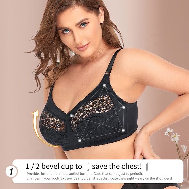 Seamless women plus size BCDE wireless lace stitching thin cup adjustable strap bralette sport bras