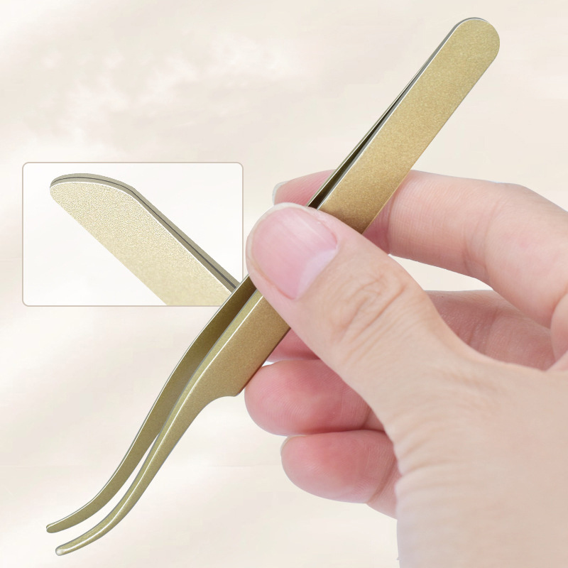 Private Label 45 90 Degree L Shape fiber tip tweezers eyelash extension tweezers Volume lash extension tweezers