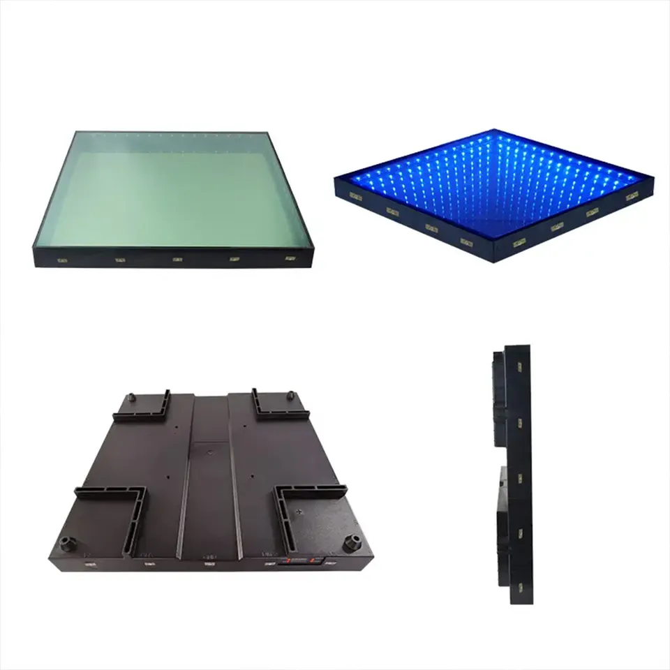 Lighted Tempered Glass Magnetic Infinity Mirror Panel 3d Effect LED Dance Floor for Wedding Party