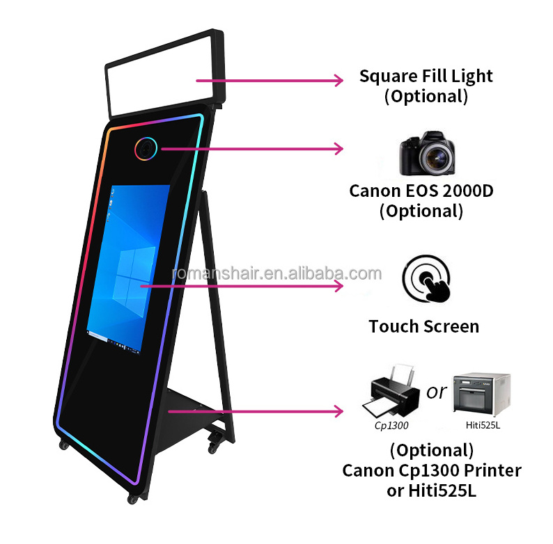 Romans 70inch  Wholesale Selfie 40 70  Inch DSLR Mirror Photo Booth Machine Touch Screen Magic Mirror  Photo Booth for events