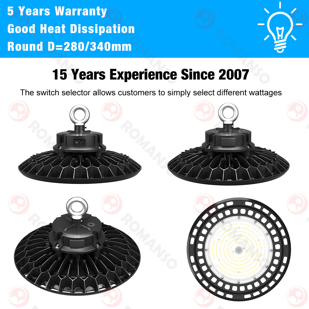 CE DLC SAA 150lm/W adjustable industrial 100w 150w 200w ufo led high bay light