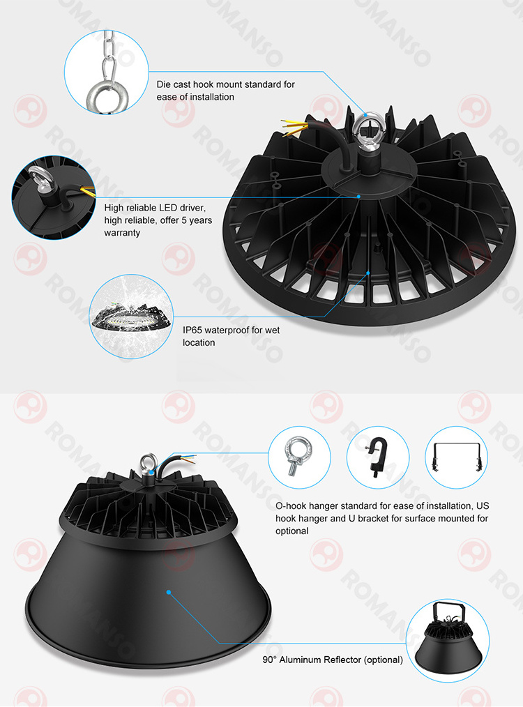 LED High Bay Light IP65 Waterproof Sensor Control 100W 150W 200W High Bay Led Light Garage Light