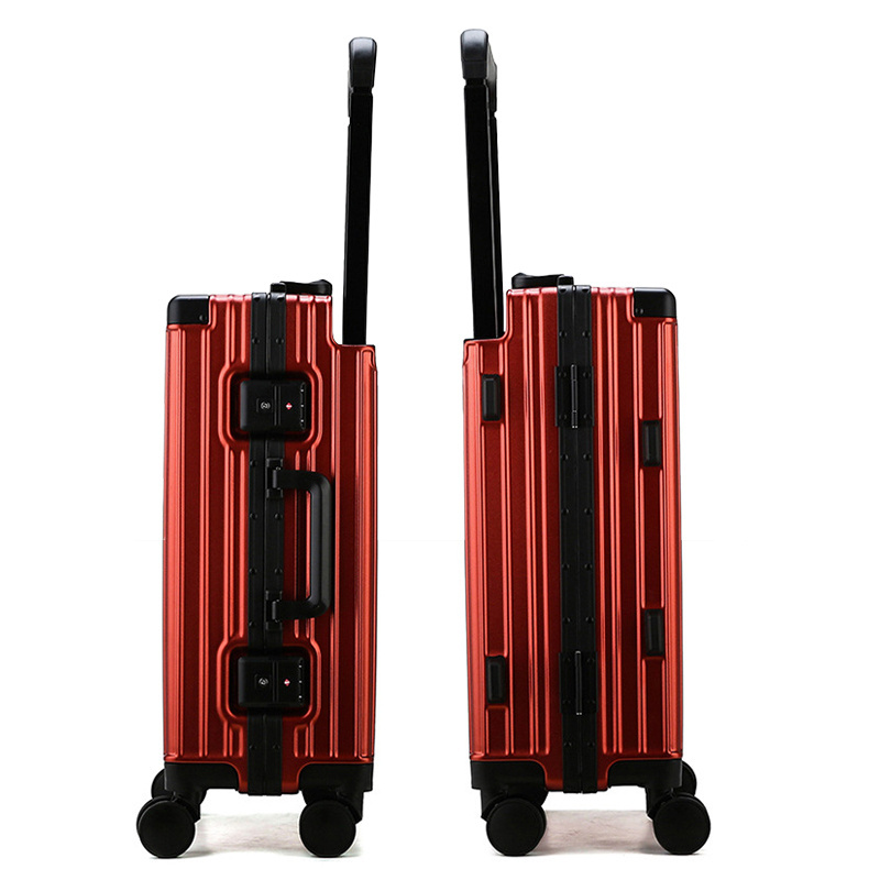 Traditional Gold Shiny Luxury Smart Suitcase Boarding Bags Aluminum Frame Luggage