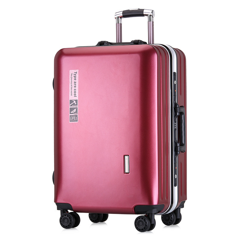 Modern Blue Shiny Gold Suitcases For Women Unisex Hand Suitcase With Usb Aluminum Frame Luggage