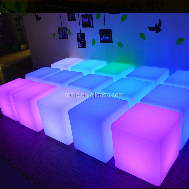 outdoor rgb colors lighting change led plastic glow bar stools cube seat