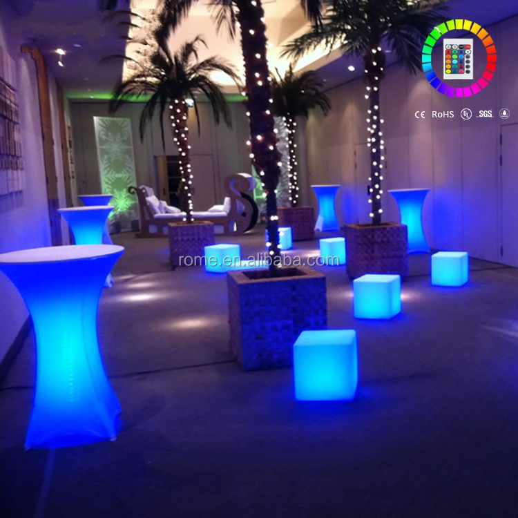 outdoor rgb colors lighting change led plastic glow bar stools cube seat