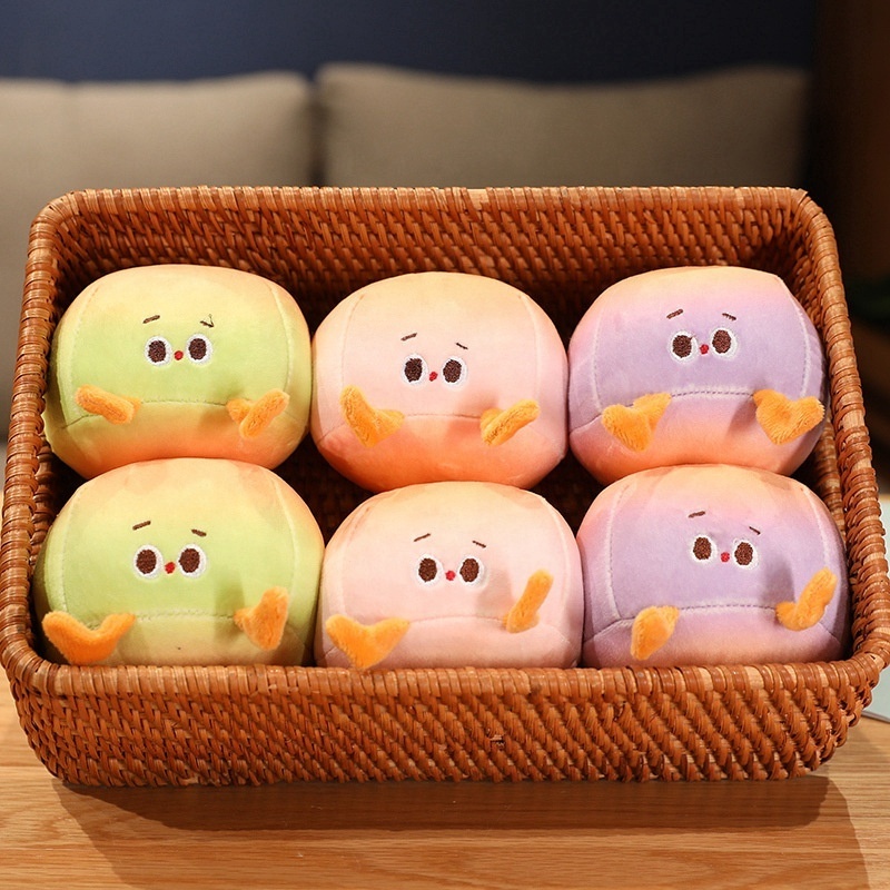 Cute Plush Simulation Steamed Bun Keychain Stuffed Bun Cartoon Bread Plush Food Girls Key Ring Kids Toys