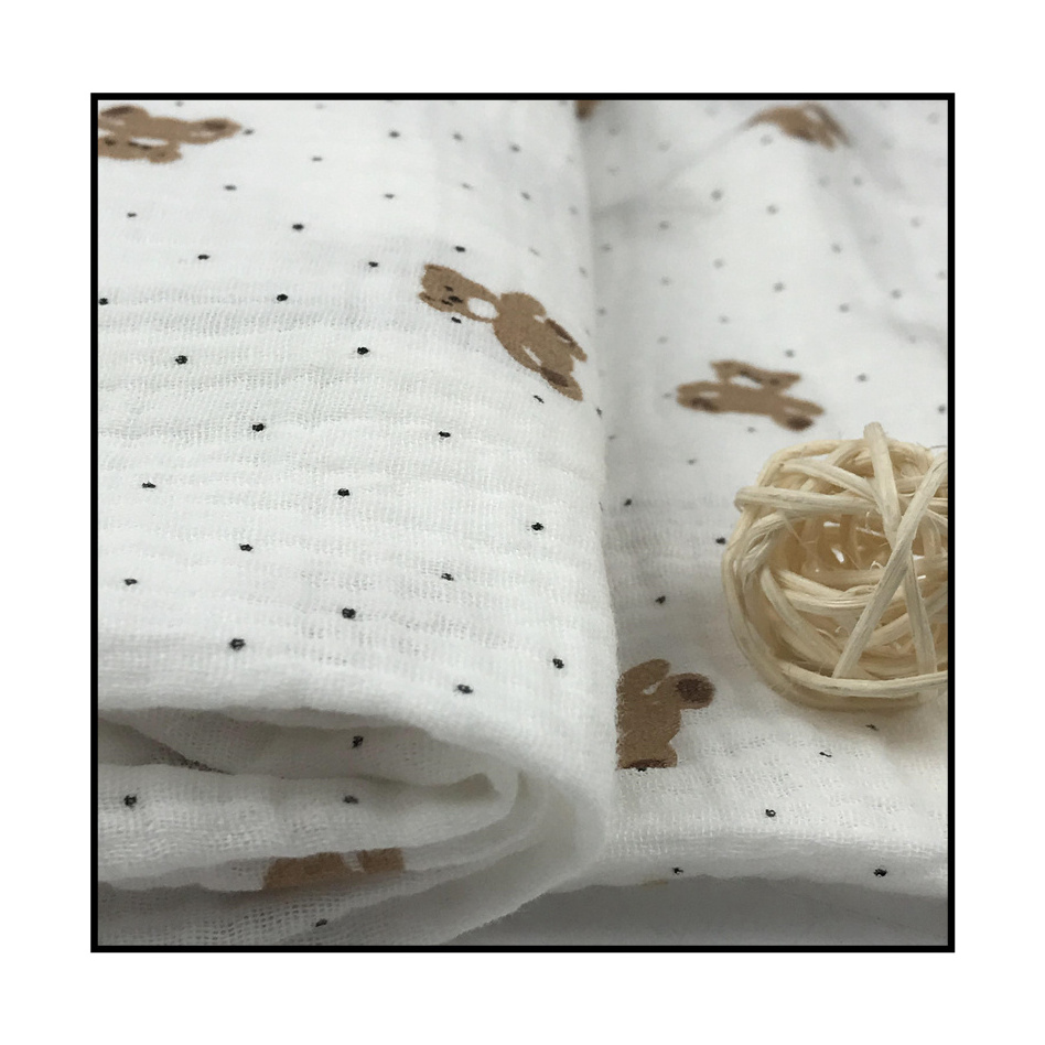 China factory New print 100% cotton double layers gauze fabric 100% cotton print muslin fabric for swaddle blankets pajama