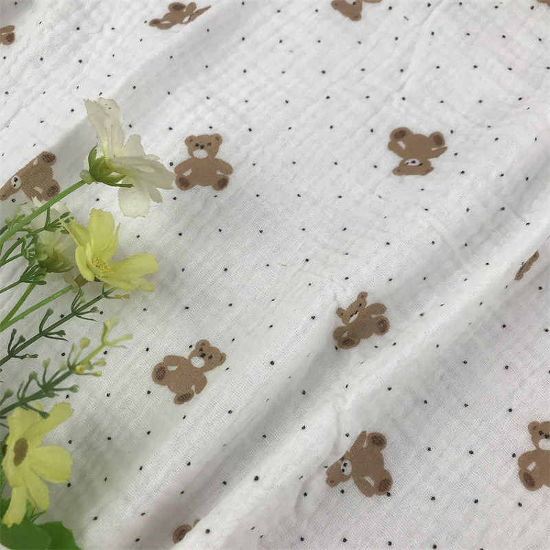 China factory New print 100% cotton double layers gauze fabric 100% cotton print muslin fabric for swaddle blankets pajama