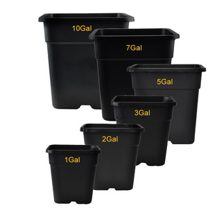 Ronbo Sunrise Black Square 1 2 3 5 7 10 Gallon Planting Plastic Nursery Plant Pots