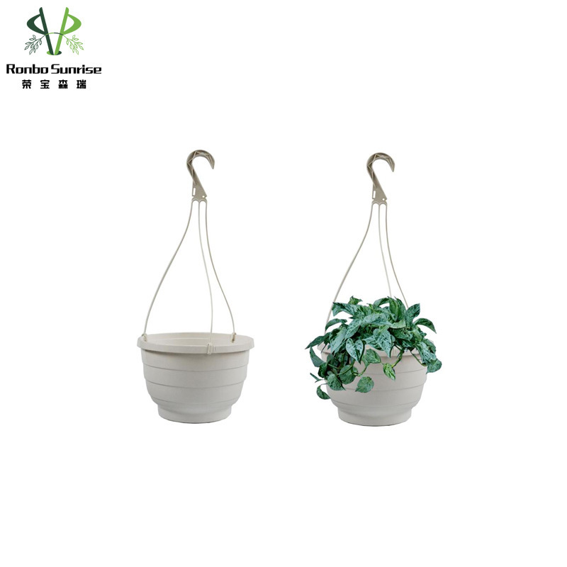 Ronbo Sunrise Wholesale Hot Sell Home Garden Round Durable White Plastic Hanging Basket Pots For Plants