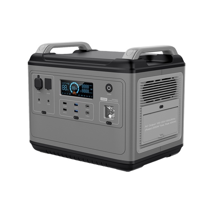 2H Fast Charge Portable Solar Generator With Inverter Silent Power Station 2kw Emergency Power Supply Support Two-way Charge