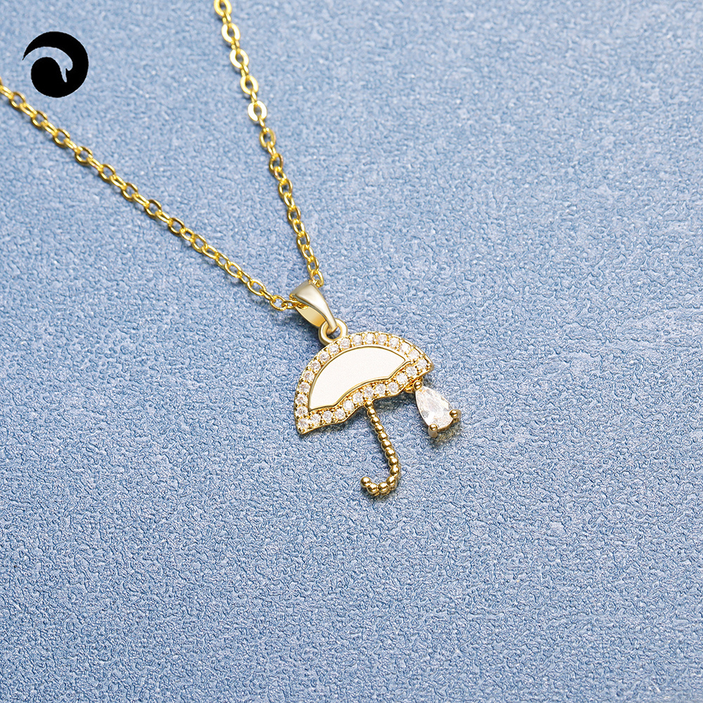 fashion shell 18K gold plated necklace umbrella diamond women necklaces for best friends