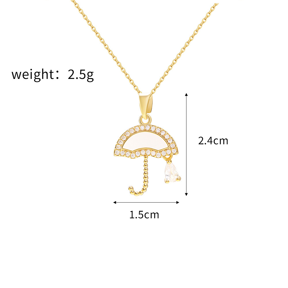 fashion shell 18K gold plated necklace umbrella diamond women necklaces for best friends