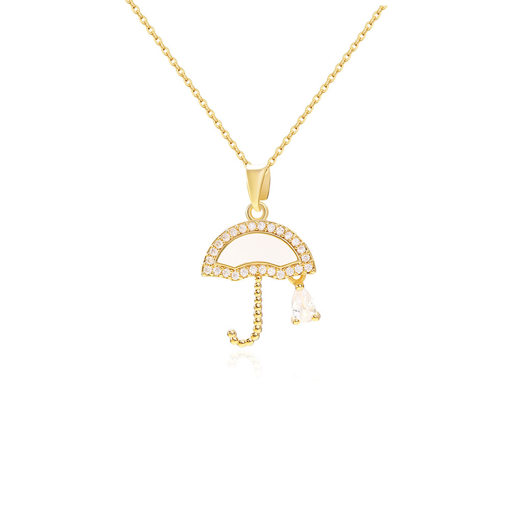 fashion shell 18K gold plated necklace umbrella diamond women necklaces for best friends