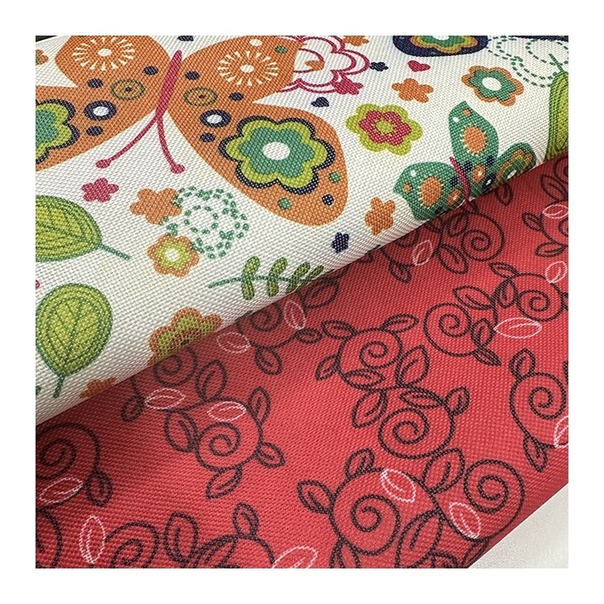 Wholesale floral printing hard PVC waterproof oxford polyester fabric printed bag material