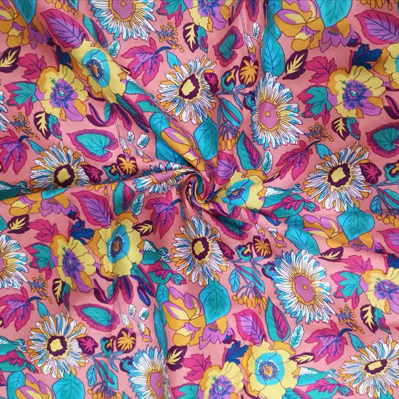 Wholesale custom stock lot 100 cotton textiles fabrics floral print poplin canvas cotton fabric